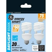 GE Energy Smart Spiral CFL Daylight Bulb, 15W, 2pk