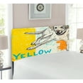 thumbnail image 2 of Yellow Headboard, Sitting Dog Sketch Style Illustration on Striped Background Weathered Effect, Upholstered Decorative Metal Bed Headboard with Memory Foam, Twin Size, Yellow Beige Blue, by Ambesonne, 2 of 4