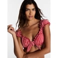 thumbnail image 4 of Kacey Lee Women's and Women's Plus Tie Front Bra Bikini Top with Cap Sleeves, Sizes XS-3X, 4 of 6