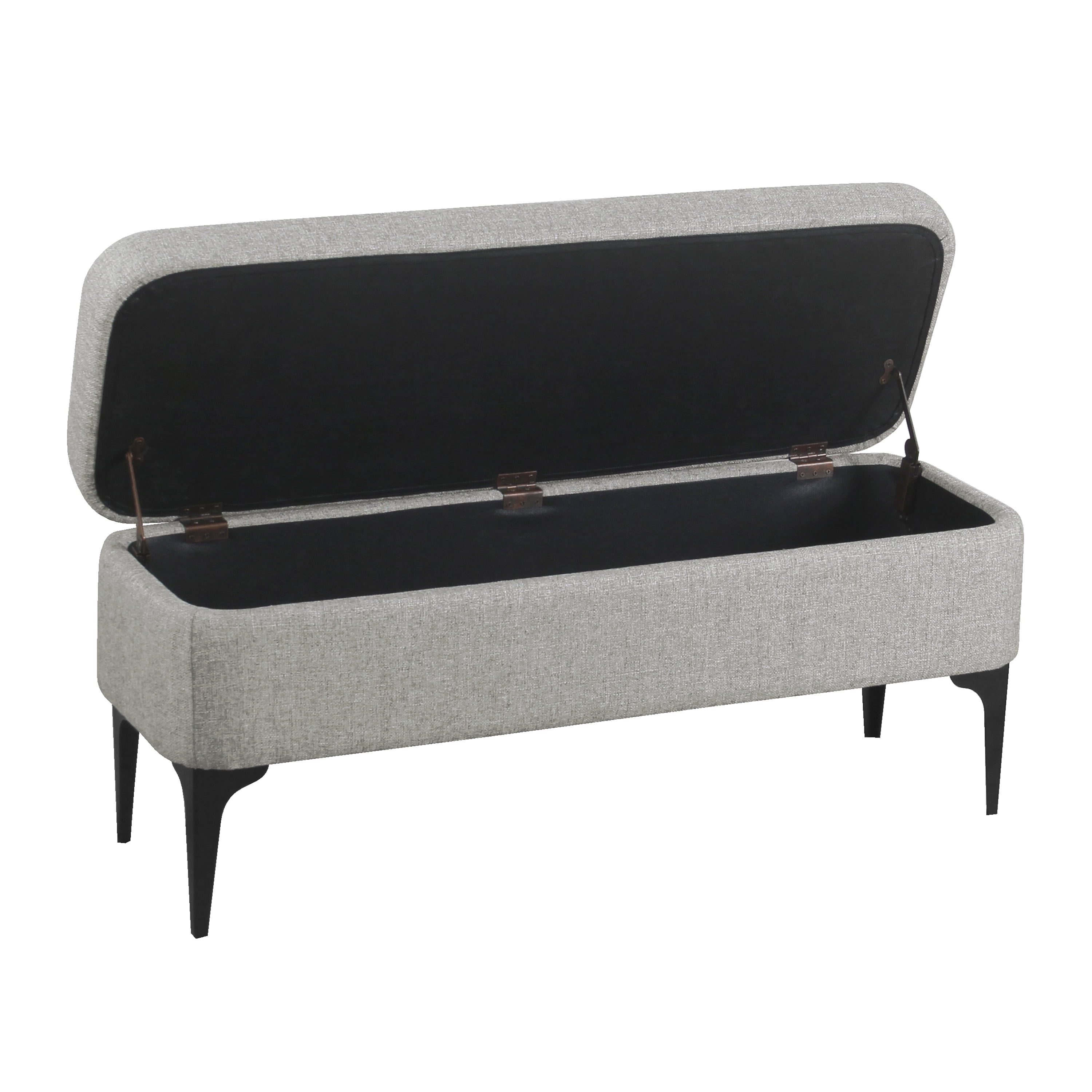 HomePop Large Modern Storage Bench with Metal Legs, 42"W x 14.5"D x 17.5"H, Sustainable Gray
