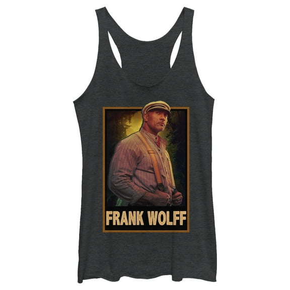 Women's Jungle Cruise Frank Wolff Portrait Racerback Tank Top Black Heather Small