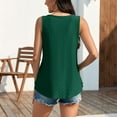 thumbnail image 4 of ZQGJB Summer Womens Lace Crochet Eyelet Tank Tops Casual Solid Color Scoop Neck Plain Tees Shirt Loose Flowy Comfy Tunic Blouse Green XXL, 4 of 8