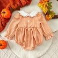 thumbnail image 6 of Halloween Baby Girl Outfits Pumpkin Bubble Romper Thanksgiving Smocked Clothes Checkered Bodysuit, 6 of 9