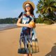 thumbnail image 4 of Fotbe Colorful Cow Pasture Vestido Largo de Moda para Mujer, Vestido Tipo Camiseta con Manga Corta y Estilo Casual a Rayas y Bloques de Color, 4 of 6
