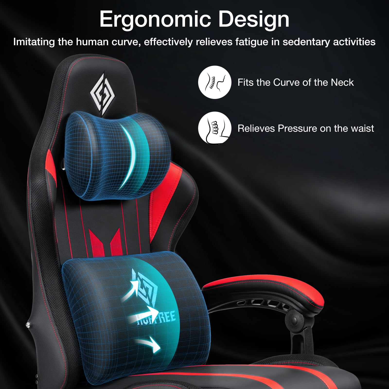 HOFFREE Massage Gaming Chair with Speakers, Leather Game Chair with Bluetooth and Music Rhythm RGB Lights, Big and Tall Gamer Chair with Footrest for Adults, Ergonomic Video Game Chair with Headrest