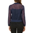 thumbnail image 3 of INSPIRE CHIC Women's Long Sleeves Zip Up See Through Lightweight Bomber Jacket XS Blue, 3 of 7