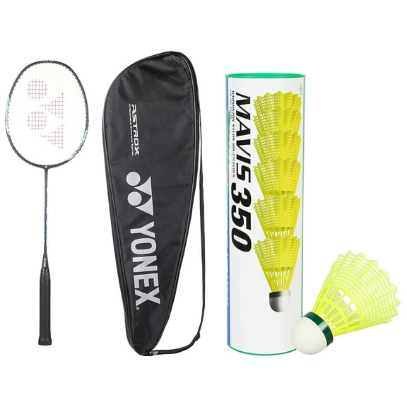 Yonex ASTROX LITE 27i Graphite Badminton Racquet G4, 77 Gm, 30 Lbs Tension Colour - Black, Grip Size - 3 3/4 inches   Mavis 350 Badminton Nylon Shuttlecocks
