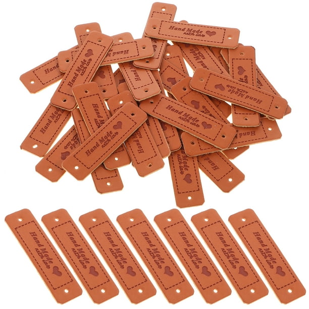Etiquetas hechas a mano de 30 piezas etiqueta de etiquetas de cuero para artesanías de costura de tejidos de tejido de crochet