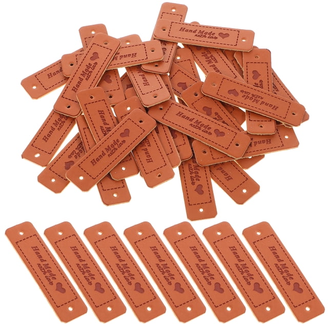 Etiquetas hechas a mano de 30 piezas etiqueta de etiquetas de cuero para artesanías de costura de tejidos de tejido de crochet