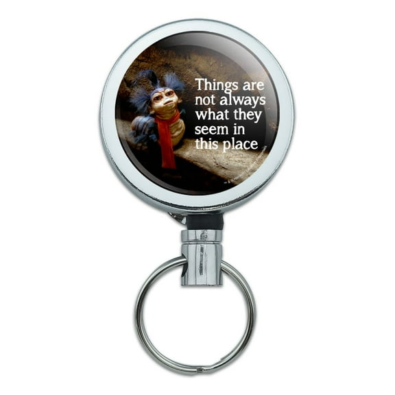 Labyrinth The Worm Quote Thing Are Not Always What They Seem In This Place Heavy Duty Metal Retractable Reel ID Badge Key Card Tag Holder with Belt Clip