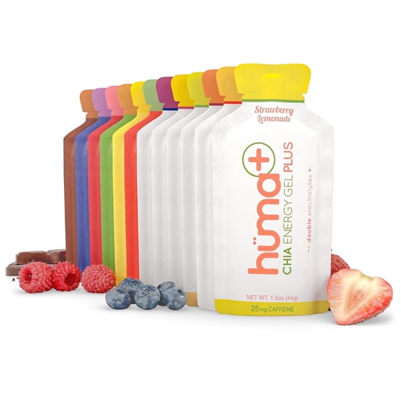 Huma Plus (Double Electrolytes) - Chia Energy Gel, 12 Original and 12 PLUS Gels, Variety Pack