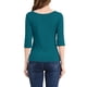 thumbnail image 3 of CAMISETAS DE MUJER INSPIRE CHIC DE MANGA CORTA Y CUELLO BARCO, AJUSTE DELGADO, CASUAL, AZUL PAVO REAL M, 3 of 7