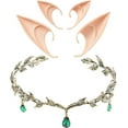thumbnail image 7 of JEEXI Fairy Pixie Elf Ears and Leaf Crown Set – Silicone Cosplay Elf Ears with Fantasy Leaf Tiara for Halloween Costume, Fairy Cosplay, Renaissance Festival, 7 of 7