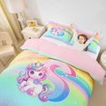 thumbnail image 3 of Erosebridal Multicolor Letter S Twin Bedding,Pink Unicorn Animal Cute Rainbow Duvet Cover Set For Girls Kids,Reversible Pink 2-Piece,No Comforter, 3 of 6