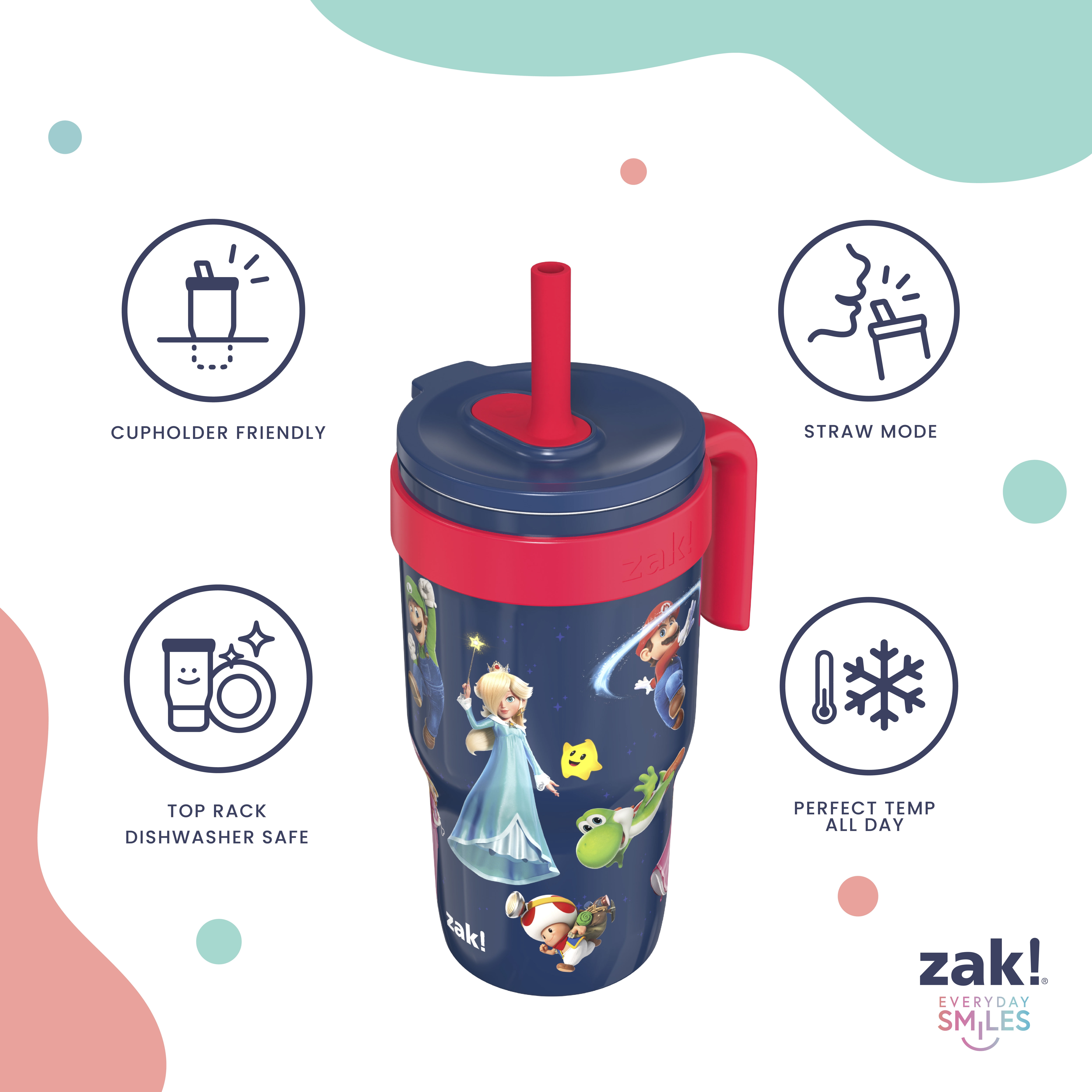 Zak Designs - Brandclub - Zak Designs 18oz Mario Navy Kids Straw