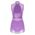 thumbnail image 2 of SiiRoh Womens Glittery Sequins Tassel Dance Dress for Latin Jazz Leotard Lyrical Dancewear Purple M, 2 of 7