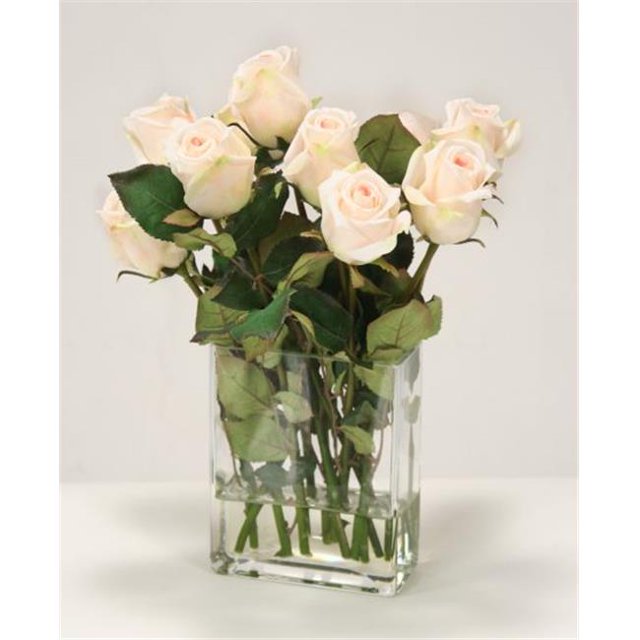 Distinctive Designs 17063 Waterlook Champagne Rose Bourgeons dans un Vase Rectangulaire - Neutres