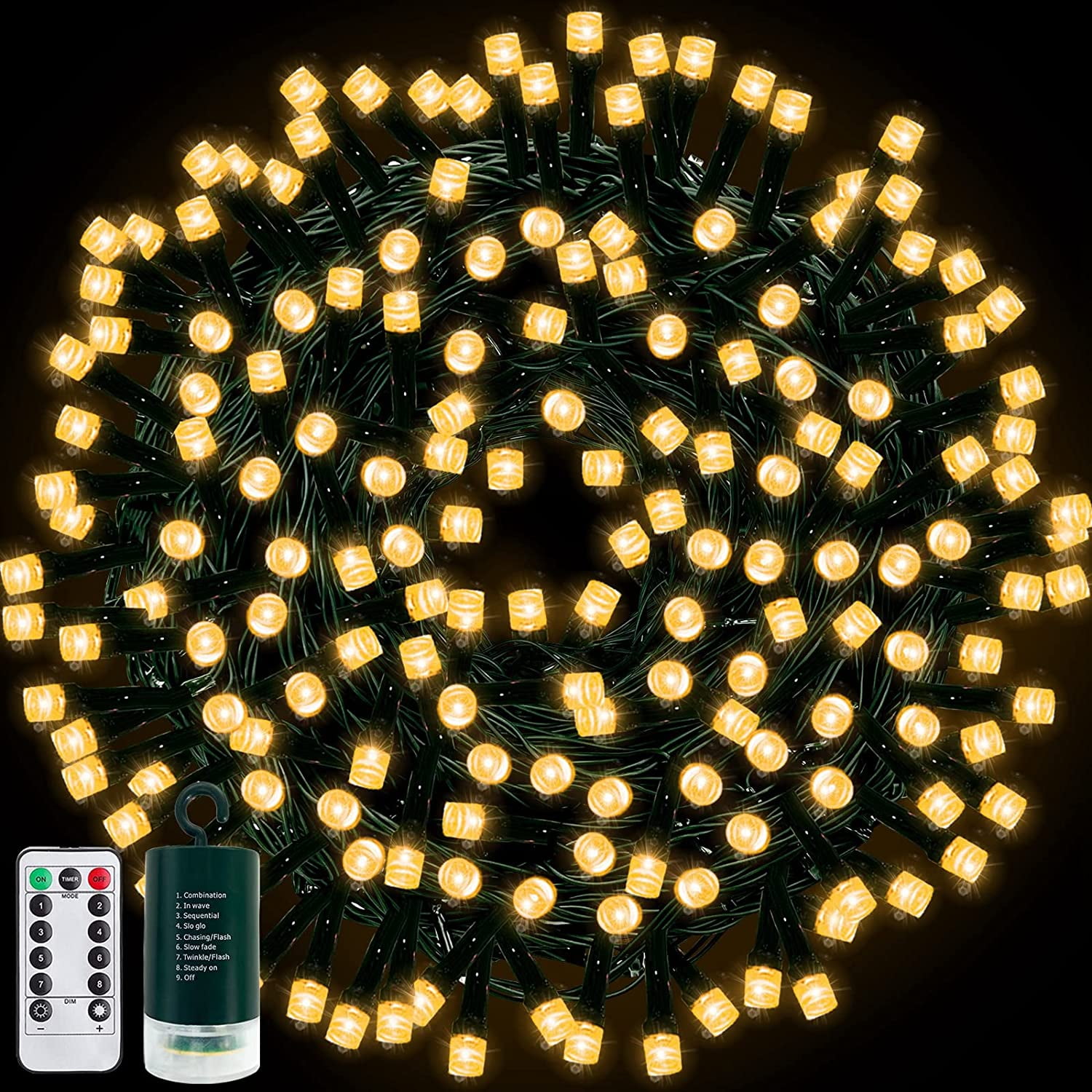 120 Led Christmas String Lights, Battery Operated, 8 Modes Mini Light,  Outdoor String Light With Timer For Christmas Tree Wreath Party Home Indoor  Outdoor Decor, Waterproof, Warm White/multicolor/white - Temu