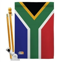 AA-CY-HS-140218-IP-BO-D-US18-AG 28 x 40 in. South Africa Flags of the World Nationality Impressions Decorative Vertical Double Sided House Flag Set & Pole Bracket Hardware Flag Set