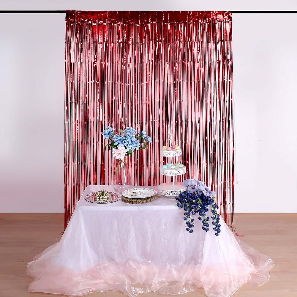 Efavormart 8ft Metallic Foil Fringe Curtain For Wedding Party
