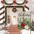 thumbnail image 5 of Holly Berries Christmas Welcome Poinsettia Garden Flag 12.5 x 18 Inch Vertical Double Sided Burlap Winter Snowflakes Small Yard Flag Winter Holiday Seasonal Outdoor Outside Decoration, 5 of 6