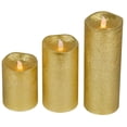 thumbnail image 4 of Northlight LED Brushed Flameless Christmas Pillar Candles - 8" - Gold Finish - Set of 3, 4 of 6