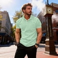 thumbnail image 5 of ENCCRWIN Men's Casual Short Sleeve Golf Polo Shirts Solid Cotton with Pocket for Golf Course Outdoor Sports Summer Breathable,Light Green 2XL, 5 of 5