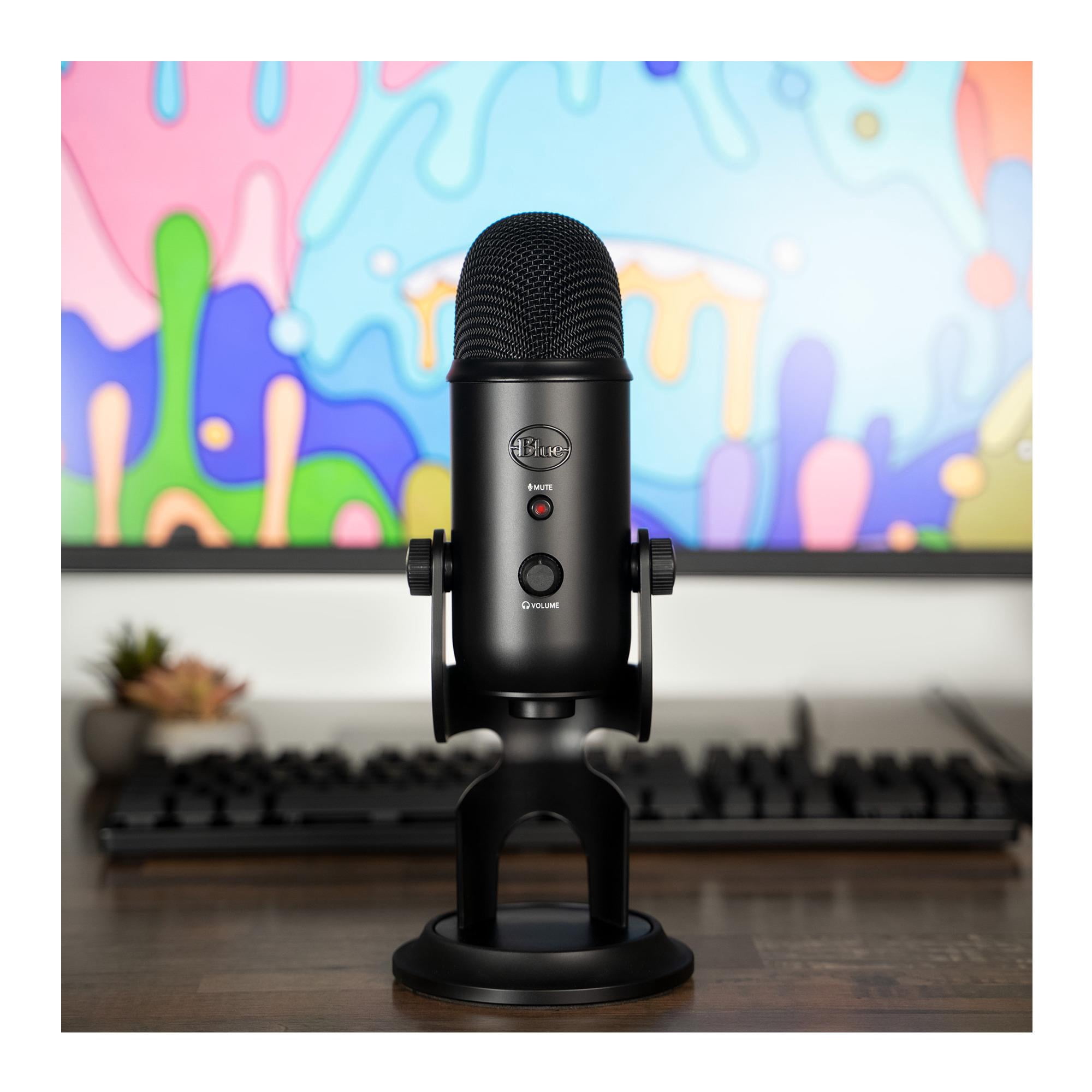 Blue Yeti USB Microphone (Blackout) Bundle with FocusPro Audio Headphones and Pop Filter (3 Items)