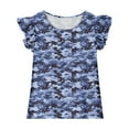 thumbnail image 4 of MKOSPLRT Camo Tops for Girls Fly Sleeve Cute Shirts Crwe Neck Summer Tshirts Lightweight Going Out Tees Casual Blouses 3-14Y, 4 of 9