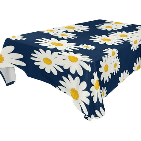 SKYSONIC Daisy Flower Tablecloth Waterproof Washable Polyester Square Table Cover Durable Tablecloth for Kitchen Dining Table Party Decor (60 X 60 Inch)