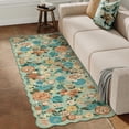thumbnail image 6 of WIPONKEN 2x8 Floral Area Rugs Machine Washable Non-Slip Botanical Scalloped Rug for Living Room Bedroom, Modern Farmhouse Floor Mat with Vintage Flowers Pattern, Home Decor Indoor Low Pile Green, 6 of 8