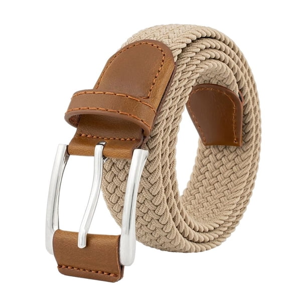 Guardurnaity Cinturón masculino transpirable y elegante con hebilla de aleación, cinturón tejido de nailon de moda coreana para niños Cinturones beige