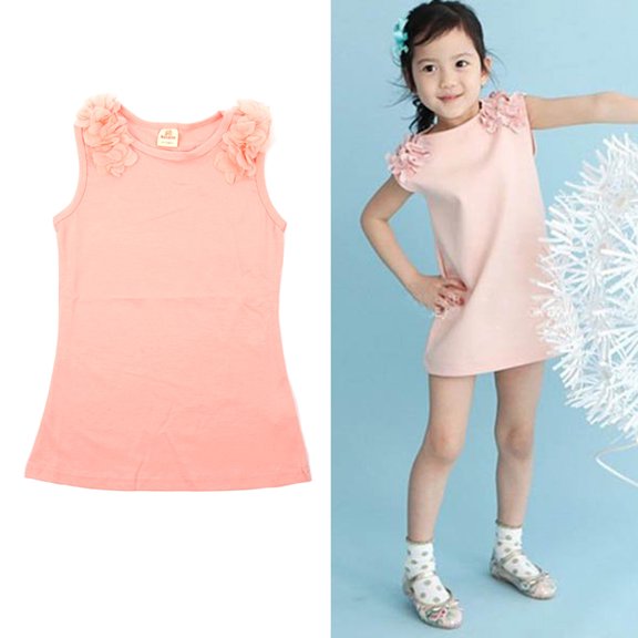 Lovebay Baby Grils Sleeveless Lace Flower Knit Straight Dress for Toddler,Little Kids