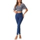 thumbnail image 2 of INSPIRAR CHIC Blusas Cortas de Manga Corta con Cuello en V de Verano con Estampado Floral para Mujeres XL Gris Azul, 2 of 6
