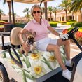 thumbnail image 3 of Golf Cart Seat Covers for 2 Seater,Spring Flowers Microfiber Cart Seat Towel Blanket,White Botanical Nature Daffodils Floral Absorbent Breathable NonSlip Bench Seats Protector for Golf Course 51"x31", 3 of 9