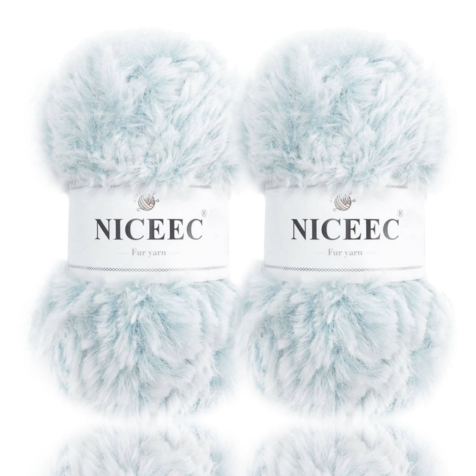 NICEEC 2 Skeins Super Soft Fur Yarn Chunky Fluffy Faux Fur Yarn Eyelash Yarn  for Crochet Knit-Total Length 2×32m(2×35yds,50g×2)-Yellow 