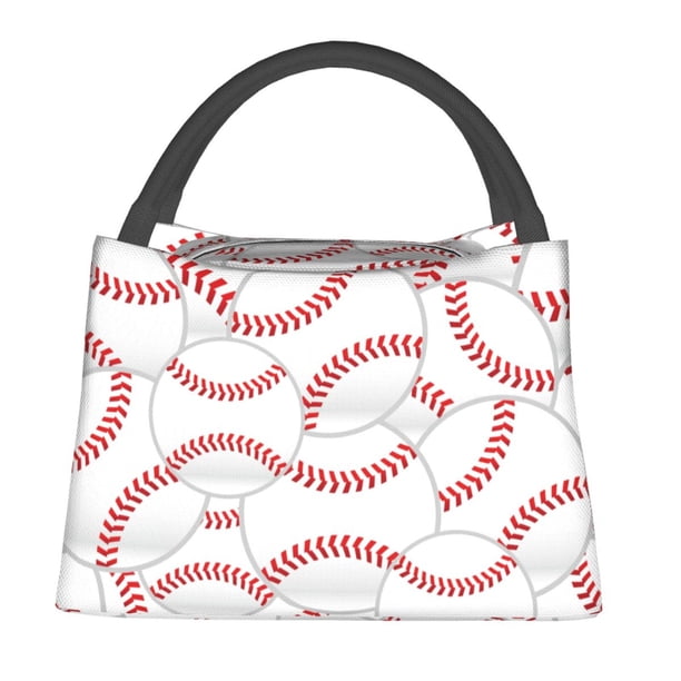 Fotbe Baseballs Bolsa Térmica Portátil con Estampado, Bolsa de Entrega de Alimentos Aislada, Bolsa Reutilizable de Gran Capacidad para Comidas y Supermercado