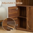 thumbnail image 4 of Weselon 70" Tall 5 Shelf Bookcase with Door and Shelves, Freestanding Storage Cabinet with Arched Acrylic Door for Living Room Office Storage, Floor Standing Bookshelves, Walnut, 4 of 8