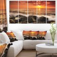 thumbnail image 1 of Bright Sunset over Rocky Shore - Modern Seashore Canvas Art, 1 of 3