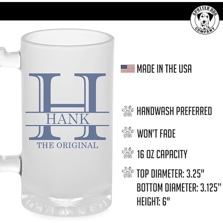 Personalized 16oz Frosted Beer Mug - Custom Text Glass Stein For Dad, Birthday, Christmas