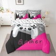 thumbnail image 2 of Manfei Chic Gamepad Teens Twin Bedding Sets 7-Piece, Black Pink Cartoon Bedding Comforter Set, Game Console Player Reversible Sheet Sets, Breathable Home Decor, 2 of 7