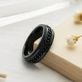 thumbnail image 5 of SPRING PARK  Men Fashion Ring,Stainless Steel Black Rotating Chain Inlaid Rings for Men Rings Finger Ring for Party, 5 of 8