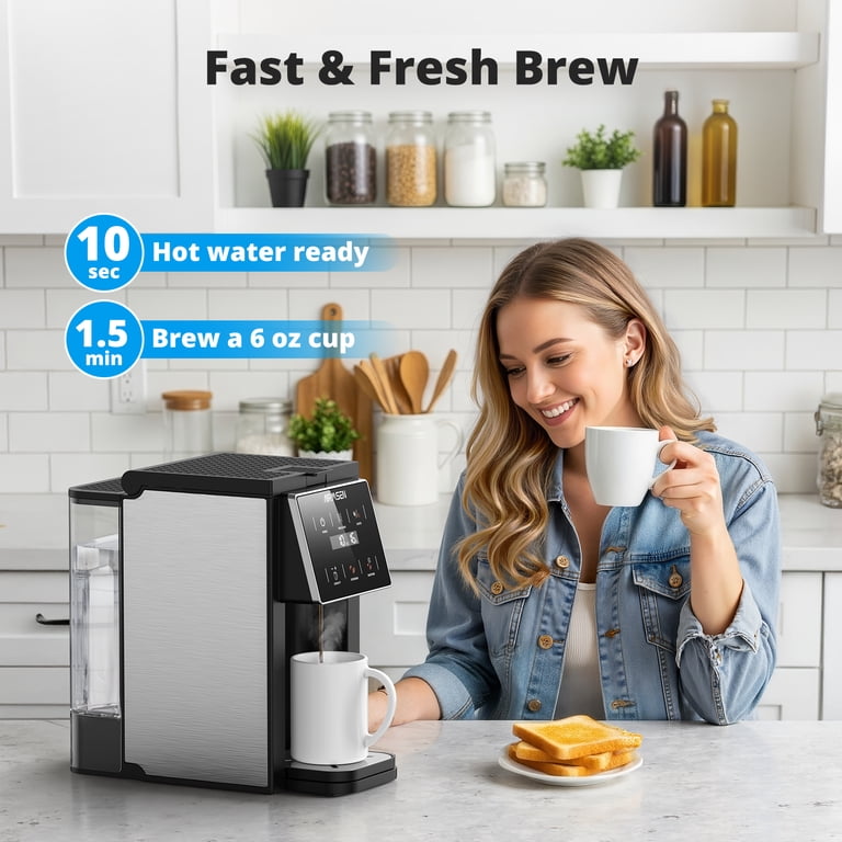 AIRMSEN 3 in 1 Single Serve Coffee Maker with Grinder, K Cup Coffee Machine Compatible with Grounds and Beans, Instant Coffee Pot with 5 Grind Levels