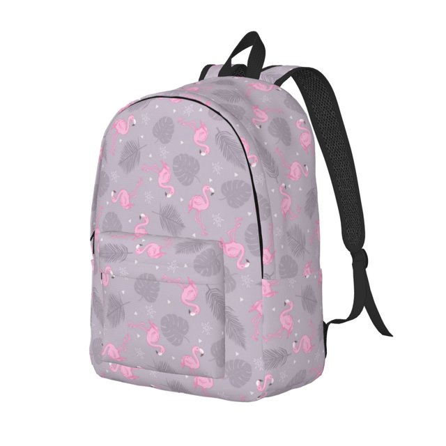 Disketp Flamingo Mochila de Lona Estampada, Mochila Escolar de Viaje Ligera para Estudiantes y Portátil-Medium