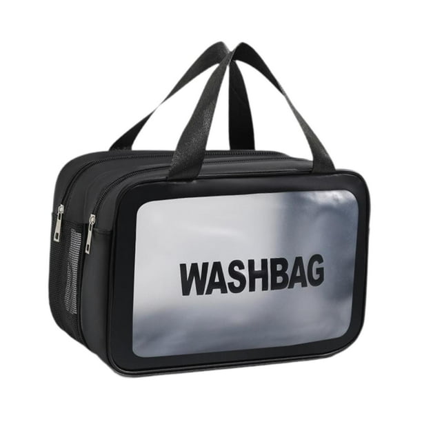 Neceser de viaje, estuche de belleza, bolso de mano para mujer, bolso cosmético impermeable, organizador Negro M