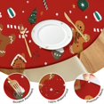 thumbnail image 4 of Red Christmas Gingerbread Man Pattern Round Fitted Tablecloth with Elastic Edge,Dining Table Cover Waterproof,Outdoor Round Tablecloth for Camping,Dining,Indoor and Outdoor, 4 of 7
