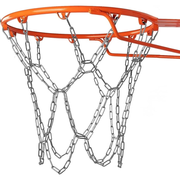 Basketball Chain Net, Heavy Duty 304 Stainless Steel Metal Replacement for Outdoor Basketball Hoop and Rim - Rust Proof Net Fits Most Backboards