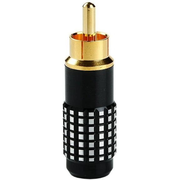 PREMIUM RCA Male Plug Gold Solder Type Audio Video Adapter Connector Cable Black