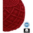 thumbnail image 6 of Macrame Braided Pouf - Knitted Cotton Cord Comfortable Round Dori Pouf - Prefilled Ottoman Footrest Bean Bag - Stuffed Boho Moroccan Accent Seating - Nursery Bedroom Dorm - 20 X 14 - Red, 6 of 7