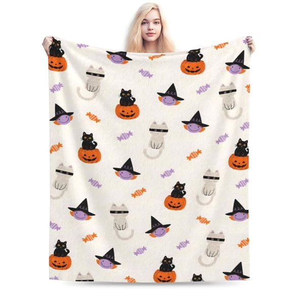 Halloween Blanket Throw Size Cozy Fleece Blanket Ultra Soft Microfiber Printed Blanket for Halloween Decor 50x40